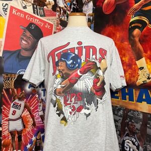 Vintage‎ 90s Minnesota Twins  Kirby Puckett Nutmeg Break Through MLB Tee Sz XL